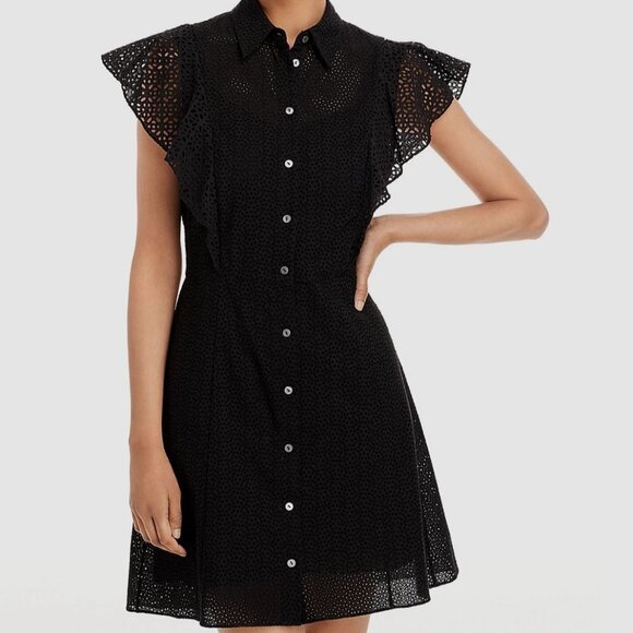 Theory Dresses & Skirts - Theory Dress Color Black Size 00 BD Ruffle DR Nova Eyelet